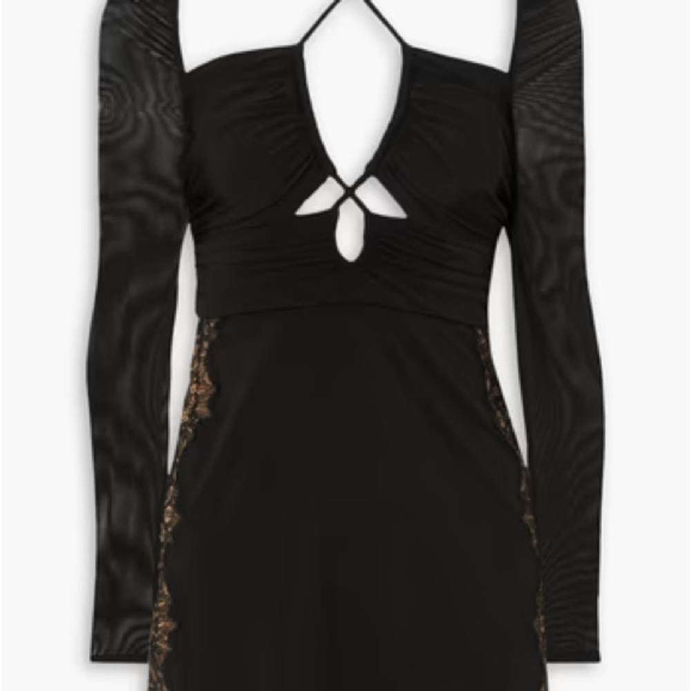 NWT Self Portrait Black Mini Dress with Lace details